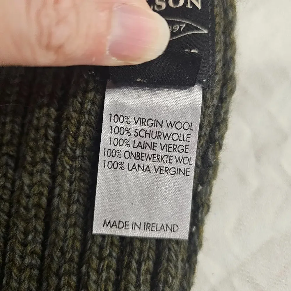 Filson 100% Virgin Wool Scarf Hand Woven Ink Green Brown Made in Ireland SOFT!